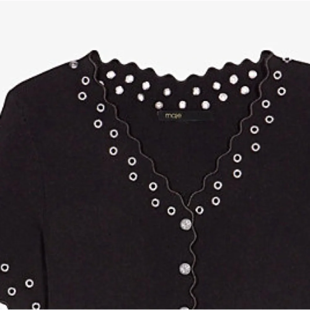 Maje Moleillety Grommet/Eyelet Cardigan w/ small unraveled bottom section - Picture 2 of 11